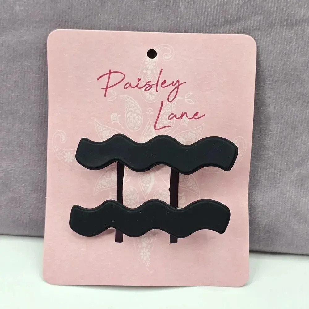 Paisley Lane Black Pair of Two Wavy Hair Clips Accessories‎ NWT